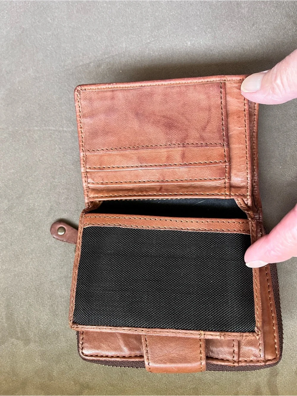 HARBOUR 2nd Distressed Brown Leather Zip Wallet